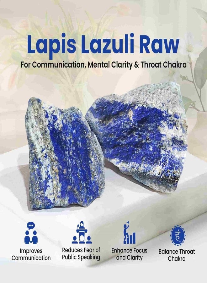 SOLAVA Natural Lapis Lazuli Crystal Stone Original Certified - Raw Healing Crystals, Blue Rough Stone for Communication, Throat Chakra, Good Luck, Manifestation, Meditation, and Reiki Healing - 2 Pieces - Image 2